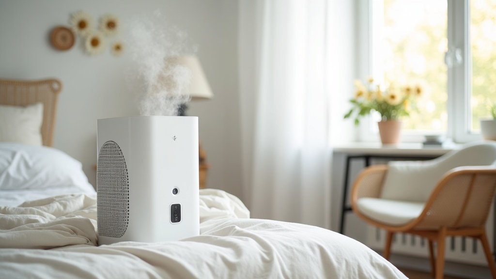 HEPA air purifier in bedroom for allergy relief