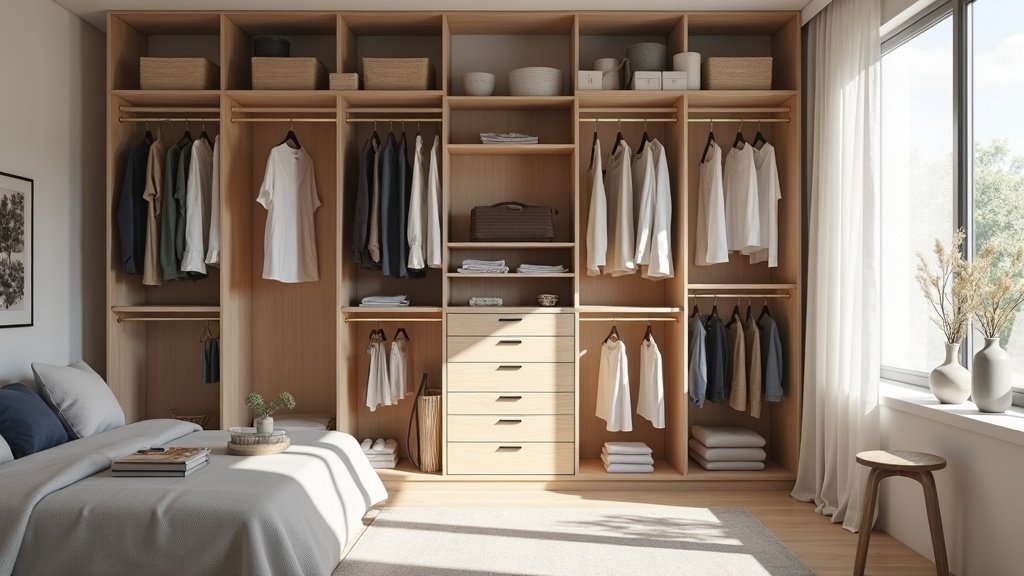 walk-in closet with modular organization system