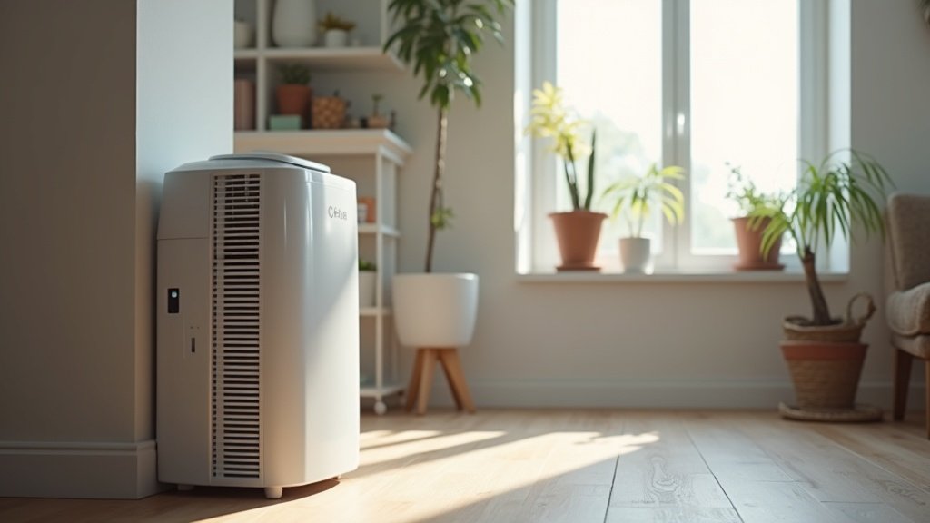 Basement with dehumidifier and hygrometer showing humidity level