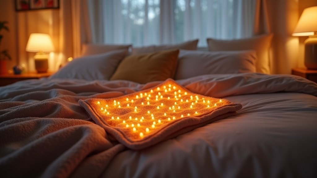 cozy electric blanket on bed with warm glow