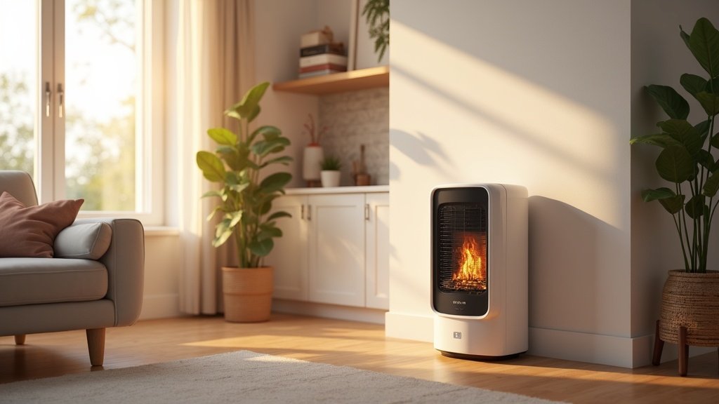 energy efficient space heater warming living room