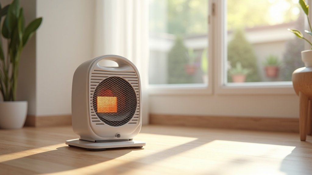 ceramic space heater with thermostat on floor
