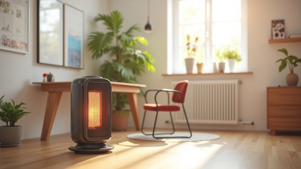 portable electric heater in home office