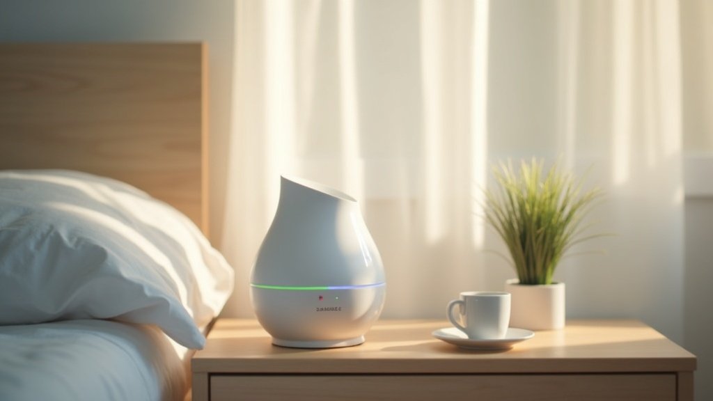 quiet bedroom humidifier on nightstand