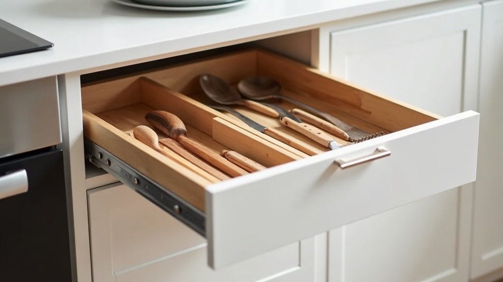 organized kitchen drawer with utensil dividers