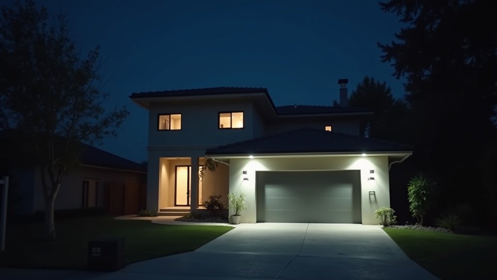 Security camera night vision footage of a driveway