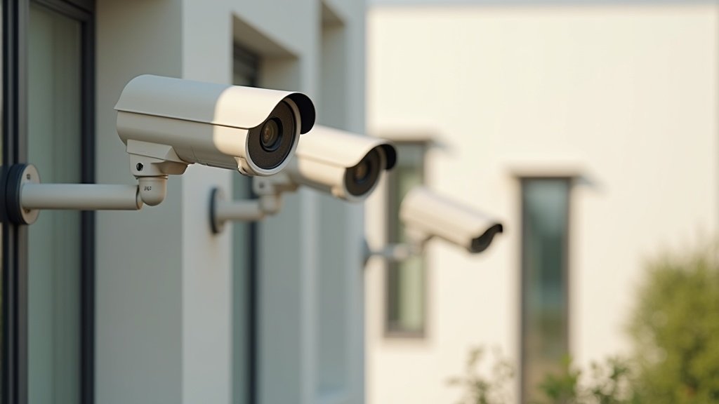 Multiple security cameras covering different angles of a home exterior