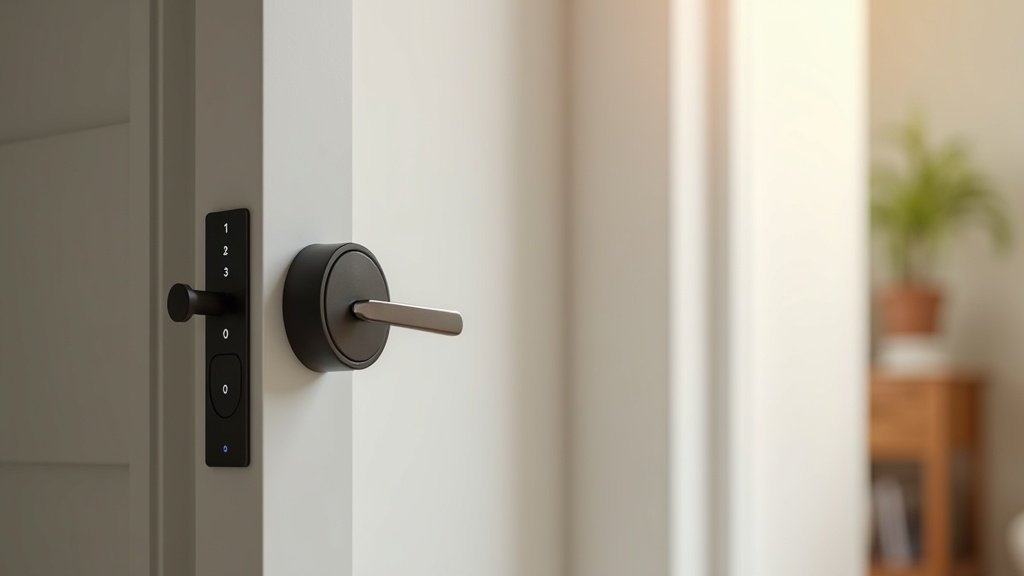 smart lock with keypad on front door