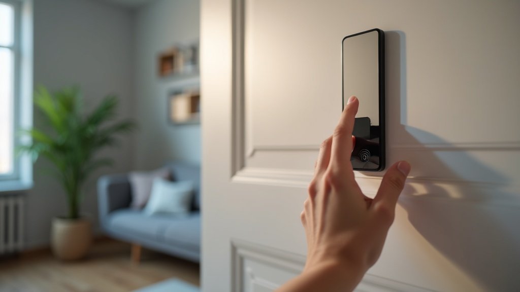 fingerprint smart lock being unlocked