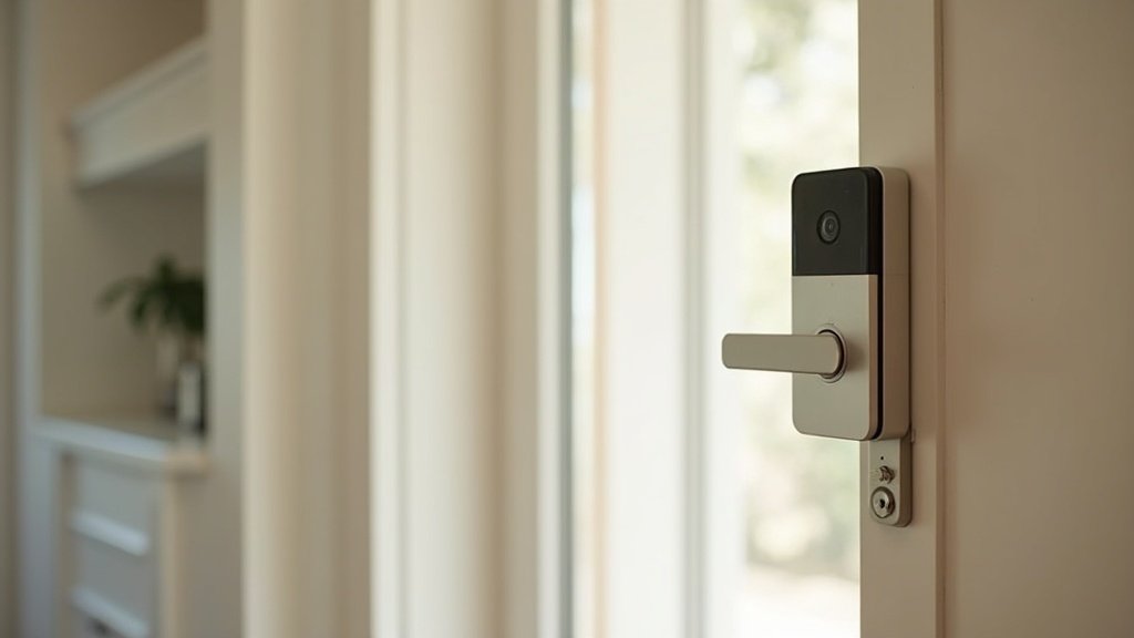 video doorbell camera mounted on front door