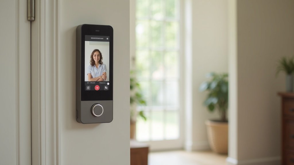 budget smart doorbell showing visitor on phone