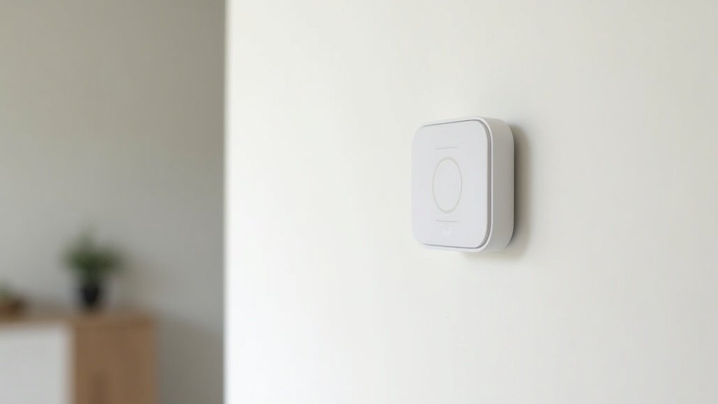 Wyze thermostat installed on a white wall
