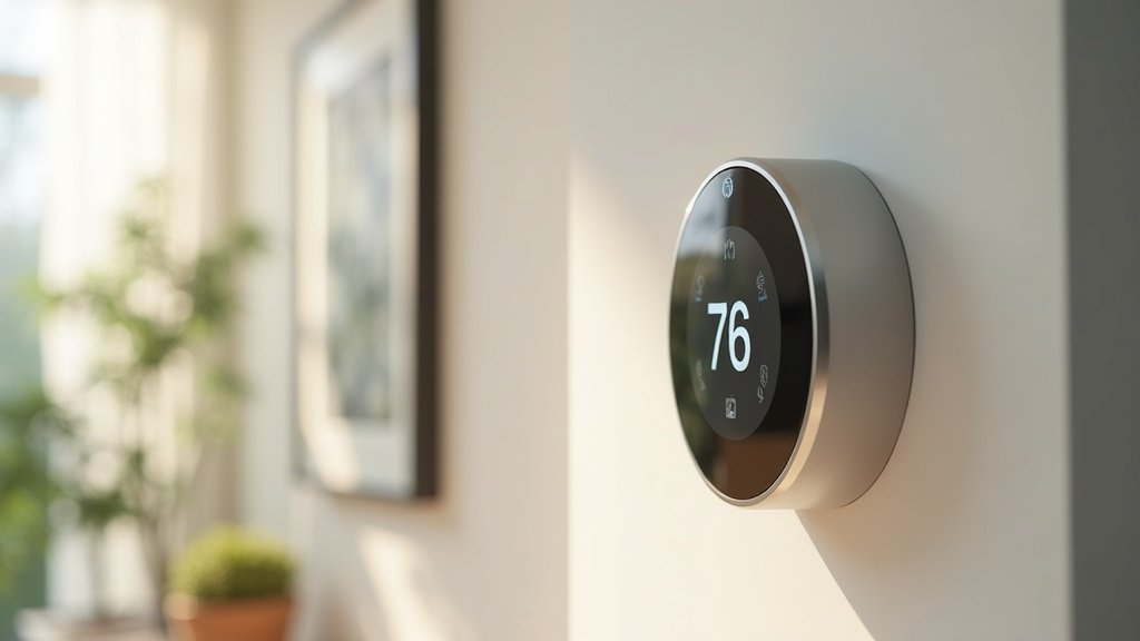 Google Nest thermostat with a modern mirrored display