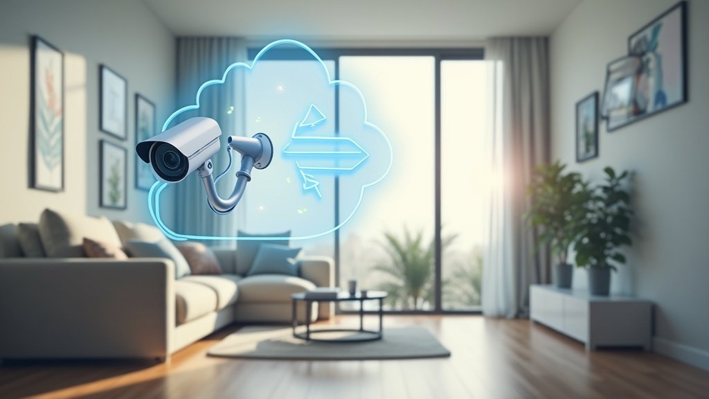 Security camera cloud storage concept illustration
