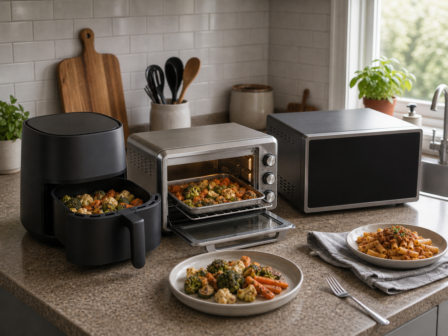 Air Fryer vs Toaster Oven vs Microwave 2026: Which Countertop - thp 5829 gpt air fryer toaster oven microwave comparison 20260517