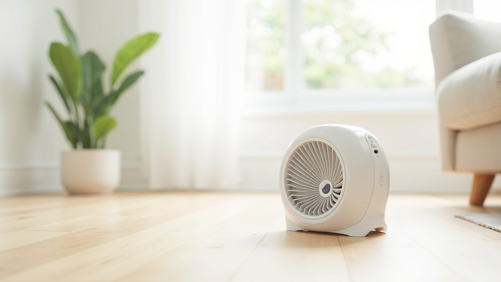 Coway Airmega Mighty2 compact white air purifier in a living room