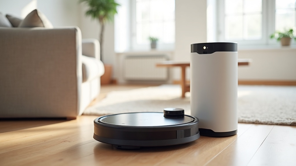 Robot vacuum docked at its self-cleaning base station