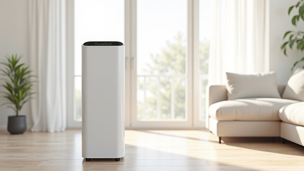 IQAir HealthPro Plus air purifier standing in a bright living room