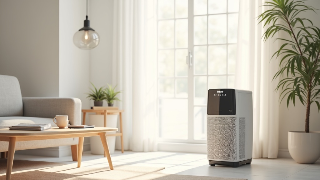 Premium air purifier in a bright modern living room